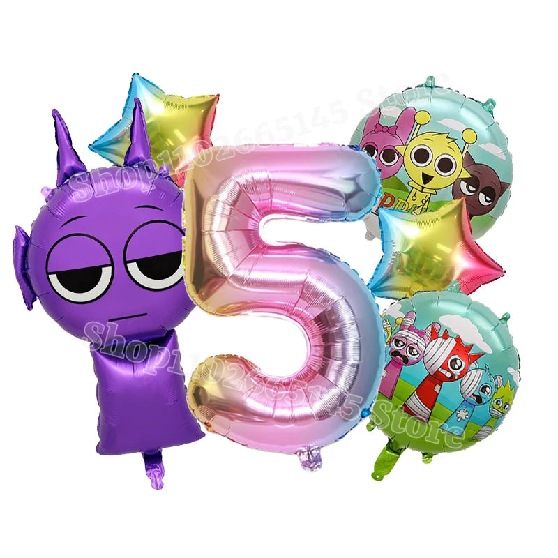 Sprunki Cute Balloons Kids New Digit 1-10 Party Decoration Boys Girls Birthday Baby Shower Gender Reveal Ballons Children Gift