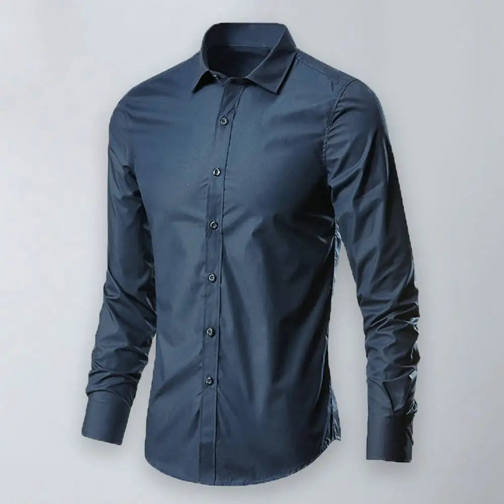 Men's White Shirt Long Sleeve Non iron Business Dress Slim Fit Korean Version Professional Work White Casual Men's Suit Shirt