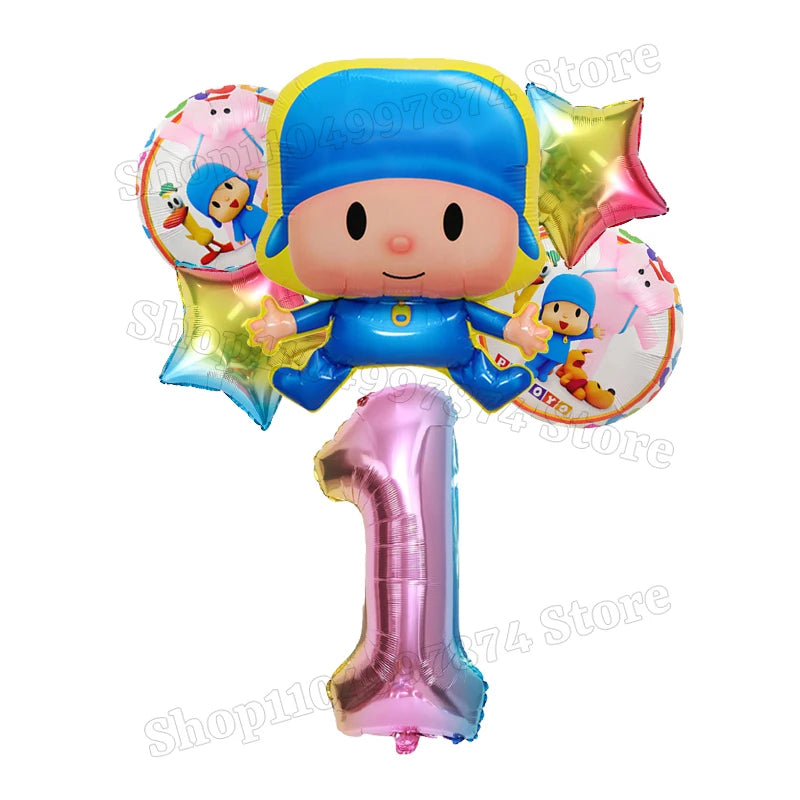 Kids Digit 1-10 Balloons P-pocoyos Kawaii Party Decoration Boys Girls Birthday Baby Shower Gender Reveal Ballons Children Gift