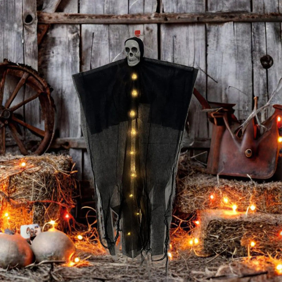 Halloween Hanging Skeleton Ghost Decoration Lighted Skull Ornament Horror Props Haunted House Outdoor Tree Decor Party Supplies