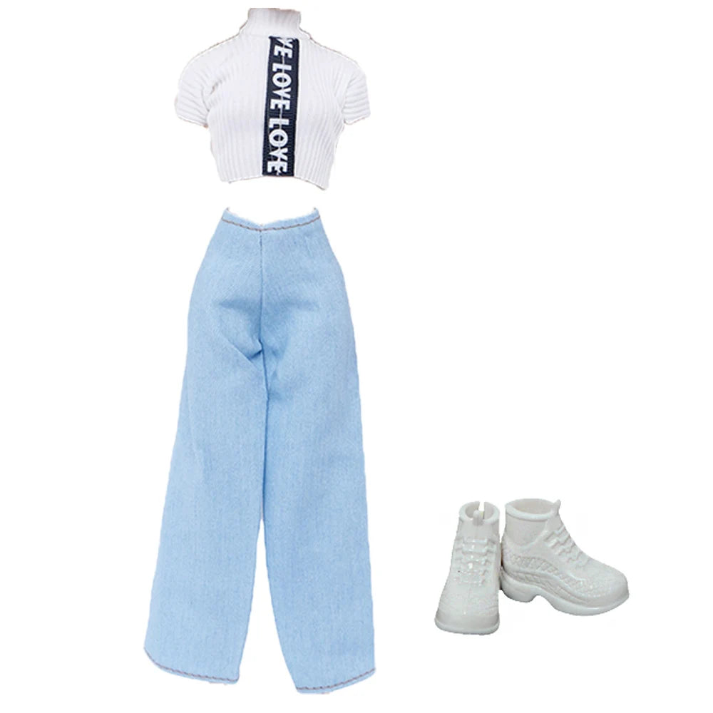 Modern Doll Clothes 11.8'' 30cm Girl Doll Outfit Mini Dress with High Heel Shoes Boots Accessories Kids Doll Toy