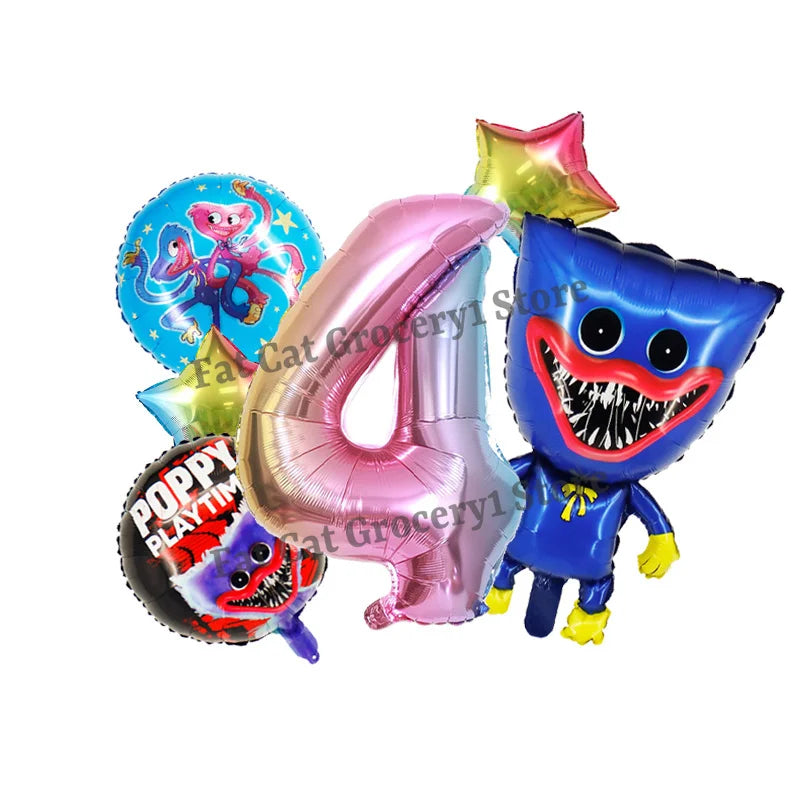 Poppys Playtime Anime Balloons New Kids Birthday Number 1-10 Ballons Baby Shower Gender Reveal Party Decoration Children Gift