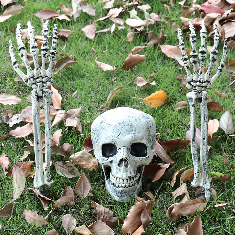 Halloween Decorations Home Decor Skeleton Head Outdoor Scary Props Realistic Skull Hands Yard Prank Festivals Party Supplies