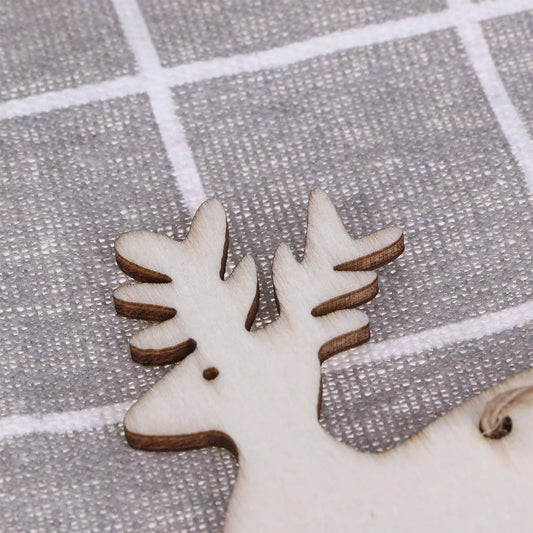 Wood Christmas Pendants 30Pcs DIY Unpainted Tags with Hemp Cord for Tree Wall Porch Holiday Decorations