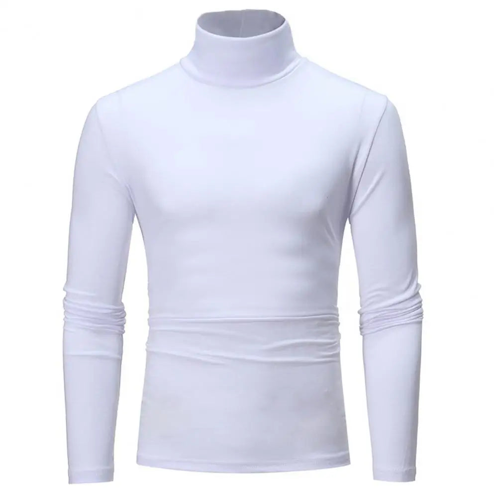 2021 New Men's Solid Color Turtleneck T Shirts Male Slim Fit Long Sleeve T Shirts Black White Men tshirt Tops S-3XL