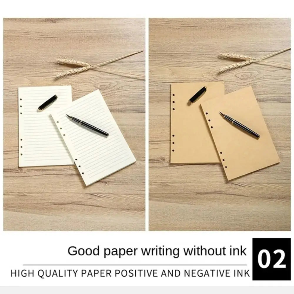 80Sheets Kraft Paper Loose Leaf Paper A5/A6/A7 Horizontal Line/Blank 6-hole Binder Inner Page Notepad Inside Paper Gift