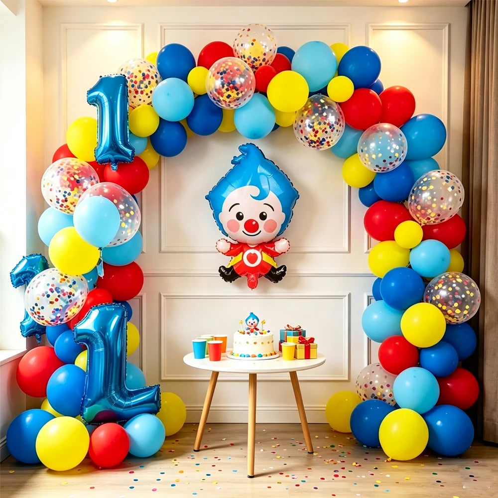 98pcs/Set Cartoon Clown Arch Garland Kit Foil Number Balloons Latex Air Globos Baby Shower Birthday Party Decorations Supplies
