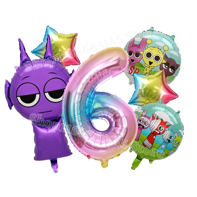 Sprunki Cute Balloons Kids New Digit 1-10 Party Decoration Boys Girls Birthday Baby Shower Gender Reveal Ballons Children Gift