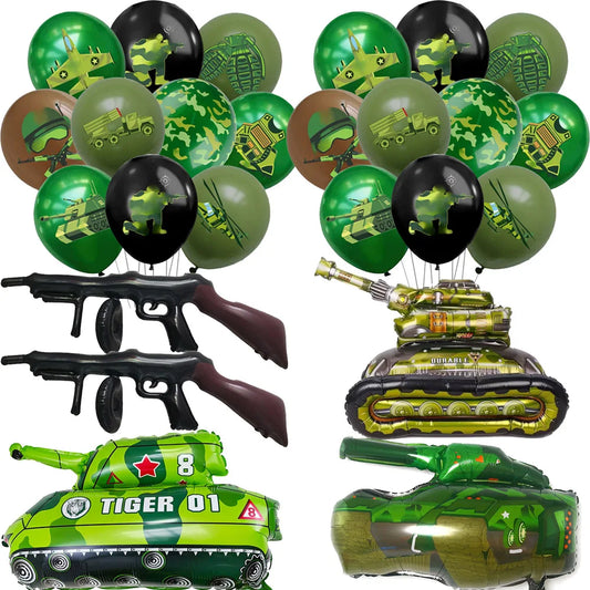 Camouflage Party Decoration Green Camo Latex Balloons Gun Tank Balloon Military Theme Decor Baby Shower Birthday Party Supplies