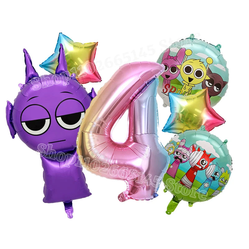 Sprunki Cute Balloons Kids New Digit 1-10 Party Decoration Boys Girls Birthday Baby Shower Gender Reveal Ballons Children Gift