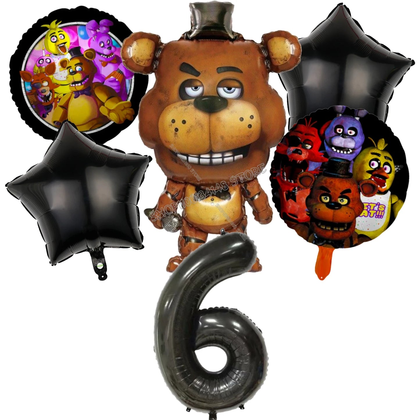 Fnafs Birthday Ballons 6pcs Five Nights At Freddys Party Number Balloons Decoration Props Ornaments Aluminium Balloon Kids Gift