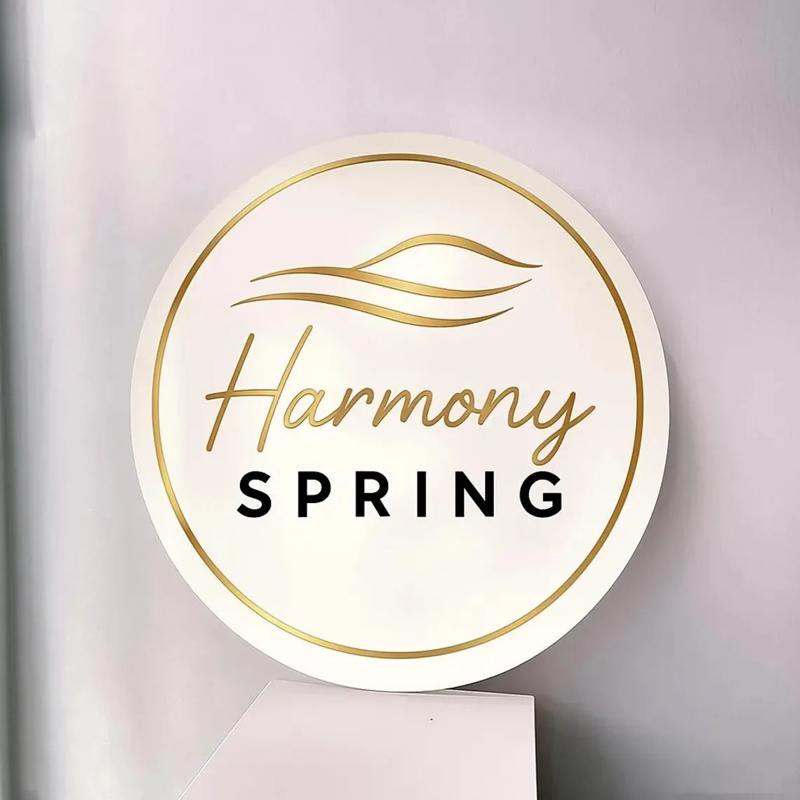 Custom Acrylic Business Sign Personalized Logo Plaque Round Wall Decor Office Shop Display Salon Cafe Studio Decoration Board