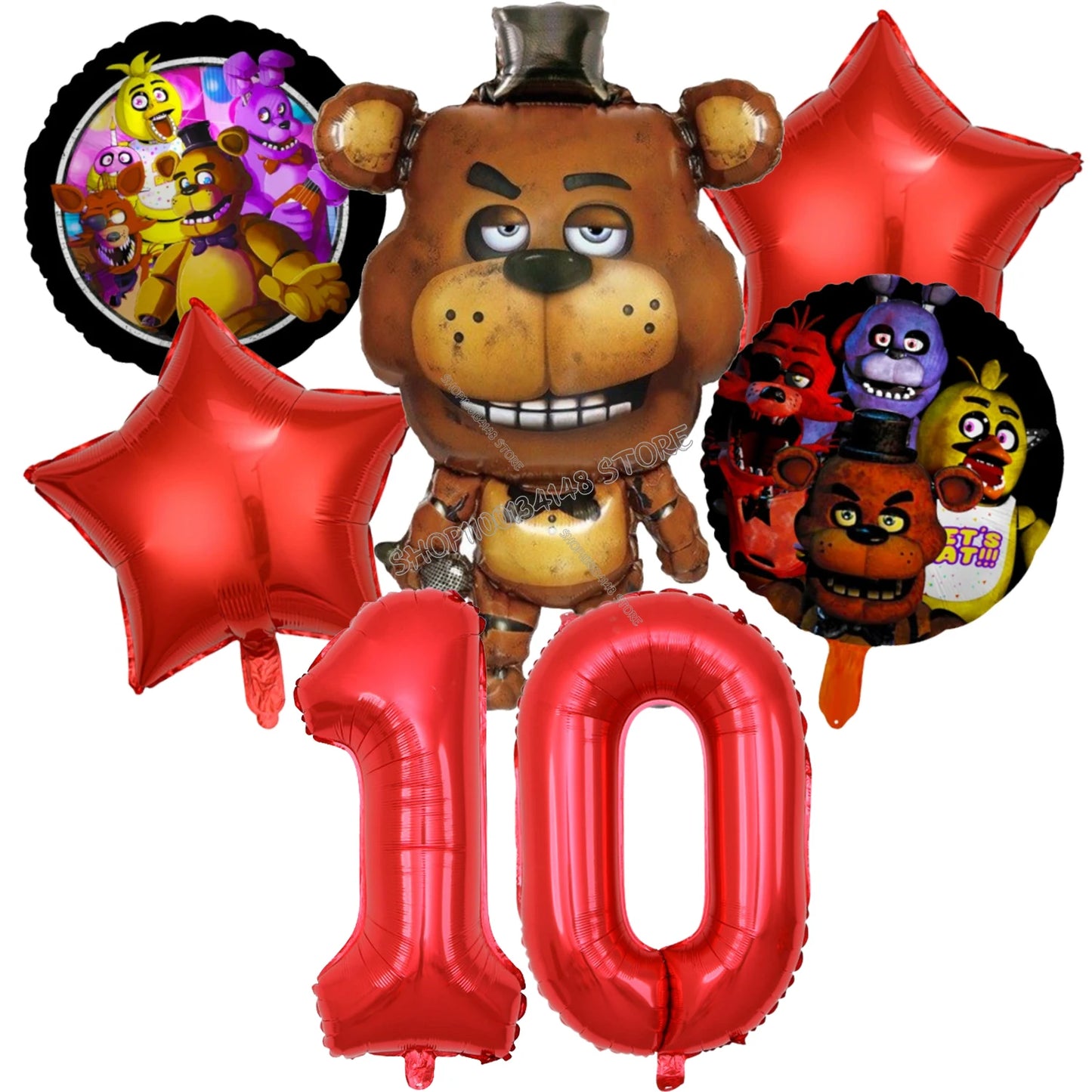Fnafs Birthday Ballons 6pcs Five Nights At Freddys Party Number Balloons Decoration Props Ornaments Aluminium Balloon Kids Gift