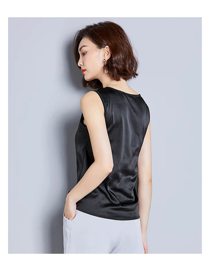 New Imitation Silk Ladies Sleeveless Blouse Halter Sexy Shirt Tops