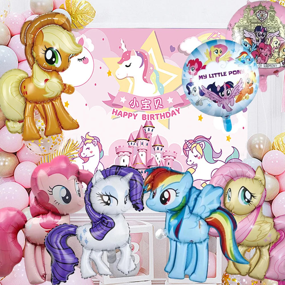 Cartoon Animal Aluminium Foil Balloon My Little Pony Theme Inflatable balloons for Kid Birthday Party Background Decor Supplies
