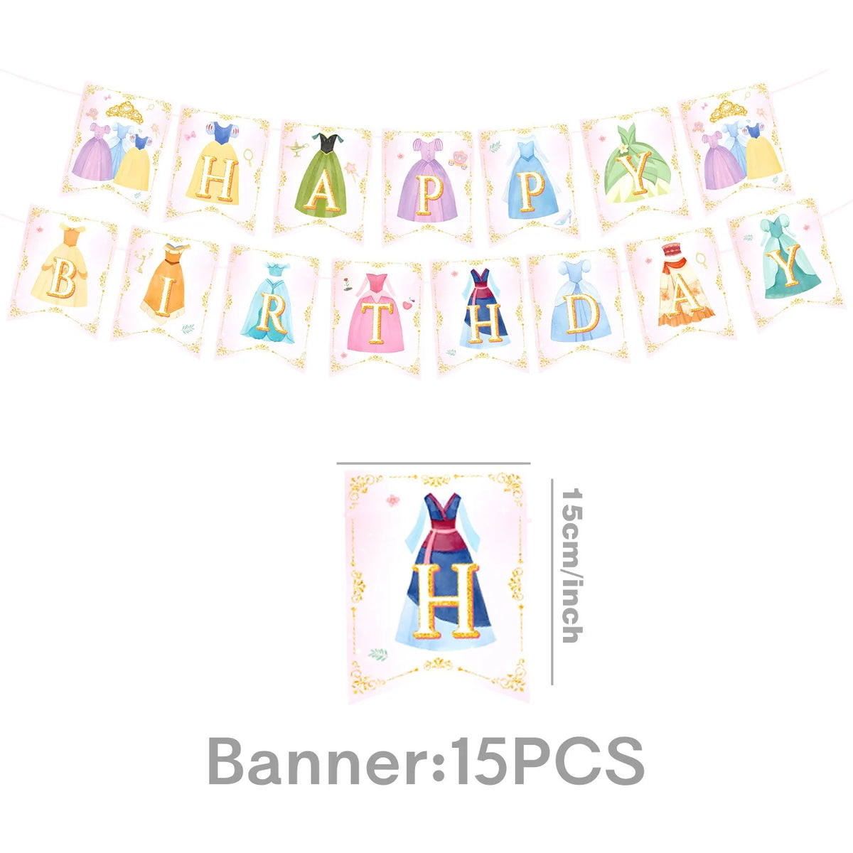 Princess Birthday Party Decorations Kit Paper Cup Plate Napkin Tablecloth  Banner Pink Party Supplies Disposable Dinnerware Set