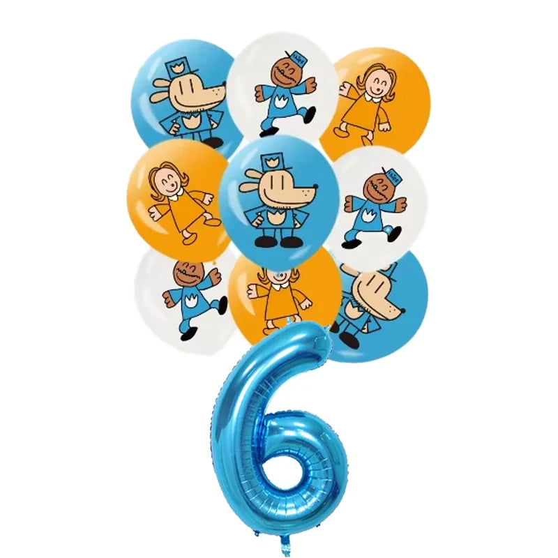 Dog Man Movie Theme Balloon Birthday Number Balloons Cartoon Comic Child Party Decoration Baby Shower Supplies Ballons Kids Gift