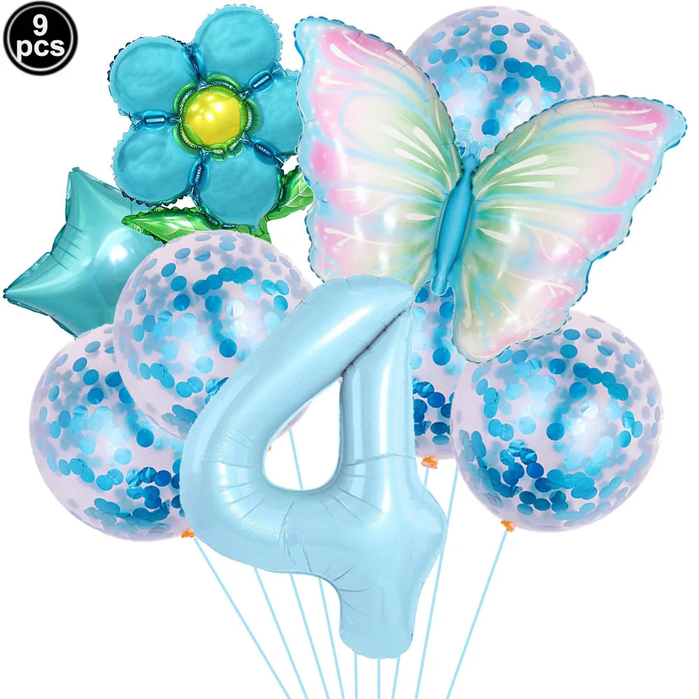 Butterfly Balloons 4th Birthday Decorations for Girl Pink Butterfly Foil Ballon Fairy 4th Birthday Party Decorations Baby Shower