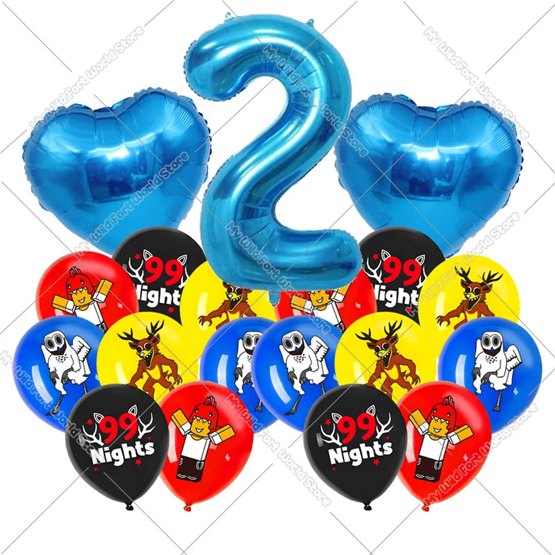 99 Nights in The Forest Birthday Number Ballons Set Balloons Baby Shower Party Decoration Hot Game Party Supplies Girl Boy Gift