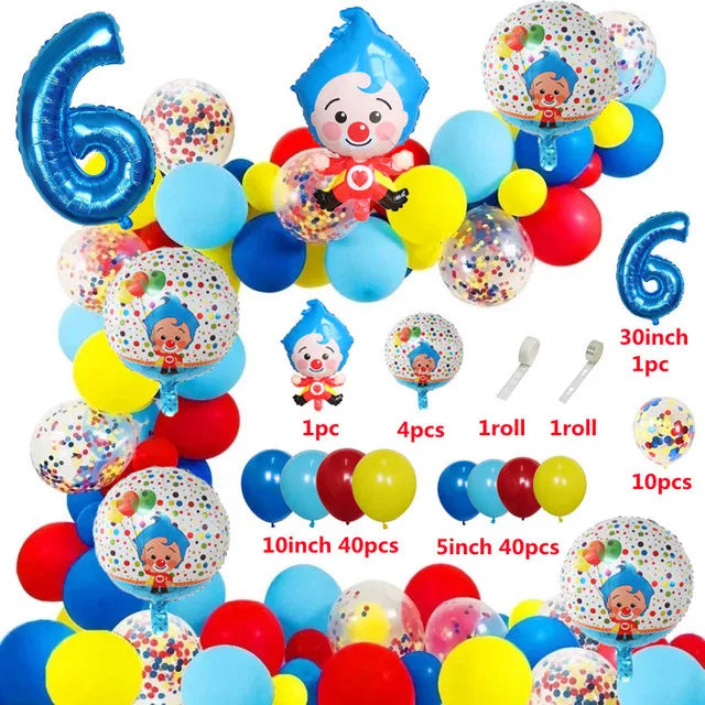 98pcs/Set Cartoon Clown Arch Garland Kit Foil Number Balloons Latex Air Globos Baby Shower Birthday Party Decorations Supplies