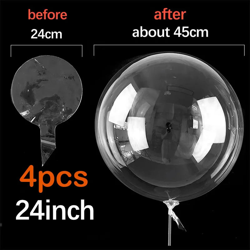1-5pcs 18/20/24Inch Transparent Bobo Balloons Fillable Bubble Balloon for Wedding Birthday Party Decoration Air Helium Ballon