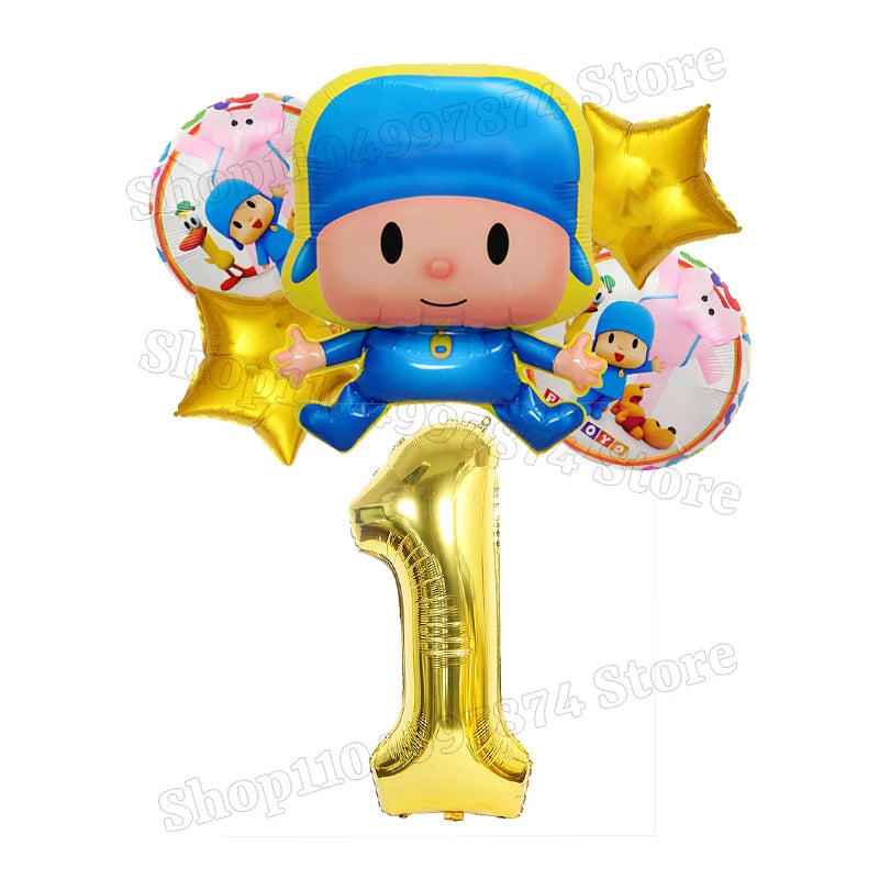 Kids Digit 1-10 Balloons P-pocoyos Kawaii Party Decoration Boys Girls Birthday Baby Shower Gender Reveal Ballons Children Gift
