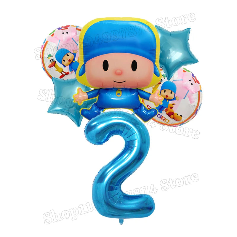 Kids Digit 1-10 Balloons P-pocoyos Kawaii Party Decoration Boys Girls Birthday Baby Shower Gender Reveal Ballons Children Gift