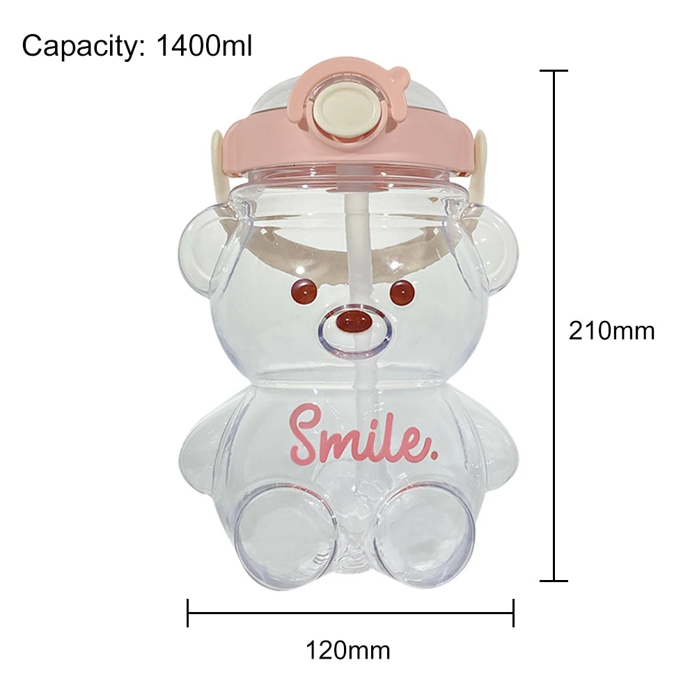 Kawaii Water Bottle Cute Bear Kettle Travel Sport Tumbler Portable Drinking Mug for Child Kids Girl Large Capacity Cartoon Cup