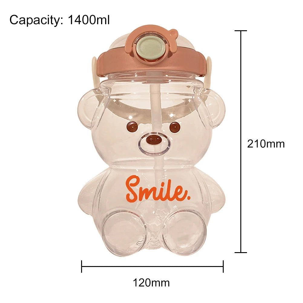 Kawaii Water Bottle Cute Bear Kettle Travel Sport Tumbler Portable Drinking Mug for Child Kids Girl Large Capacity Cartoon Cup