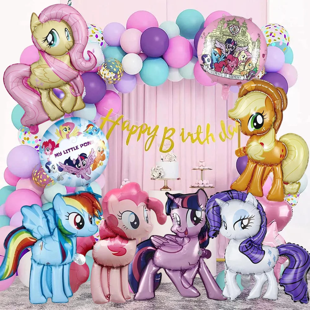 Cartoon Animal Aluminium Foil Balloon My Little Pony Theme Inflatable balloons for Kid Birthday Party Background Decor Supplies