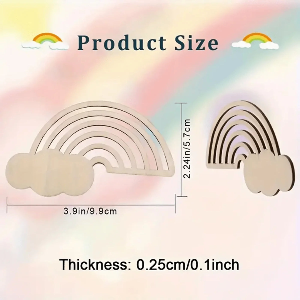10/20/40pcs Wooden Rainbow and Cloud Shape Crafts for DIY Painting - Wedding - Unfinished Wooden Decorations