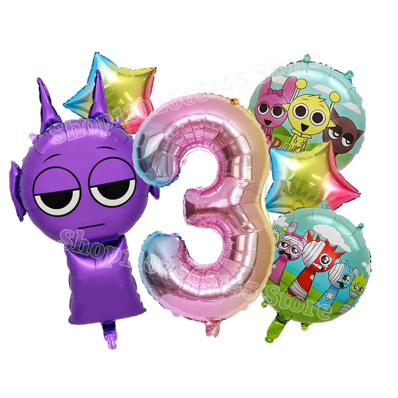 Sprunki Cute Balloons Kids New Digit 1-10 Party Decoration Boys Girls Birthday Baby Shower Gender Reveal Ballons Children Gift