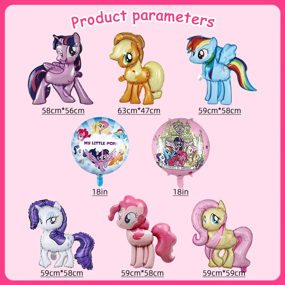 Cartoon Animal Aluminium Foil Balloon My Little Pony Theme Inflatable balloons for Kid Birthday Party Background Decor Supplies