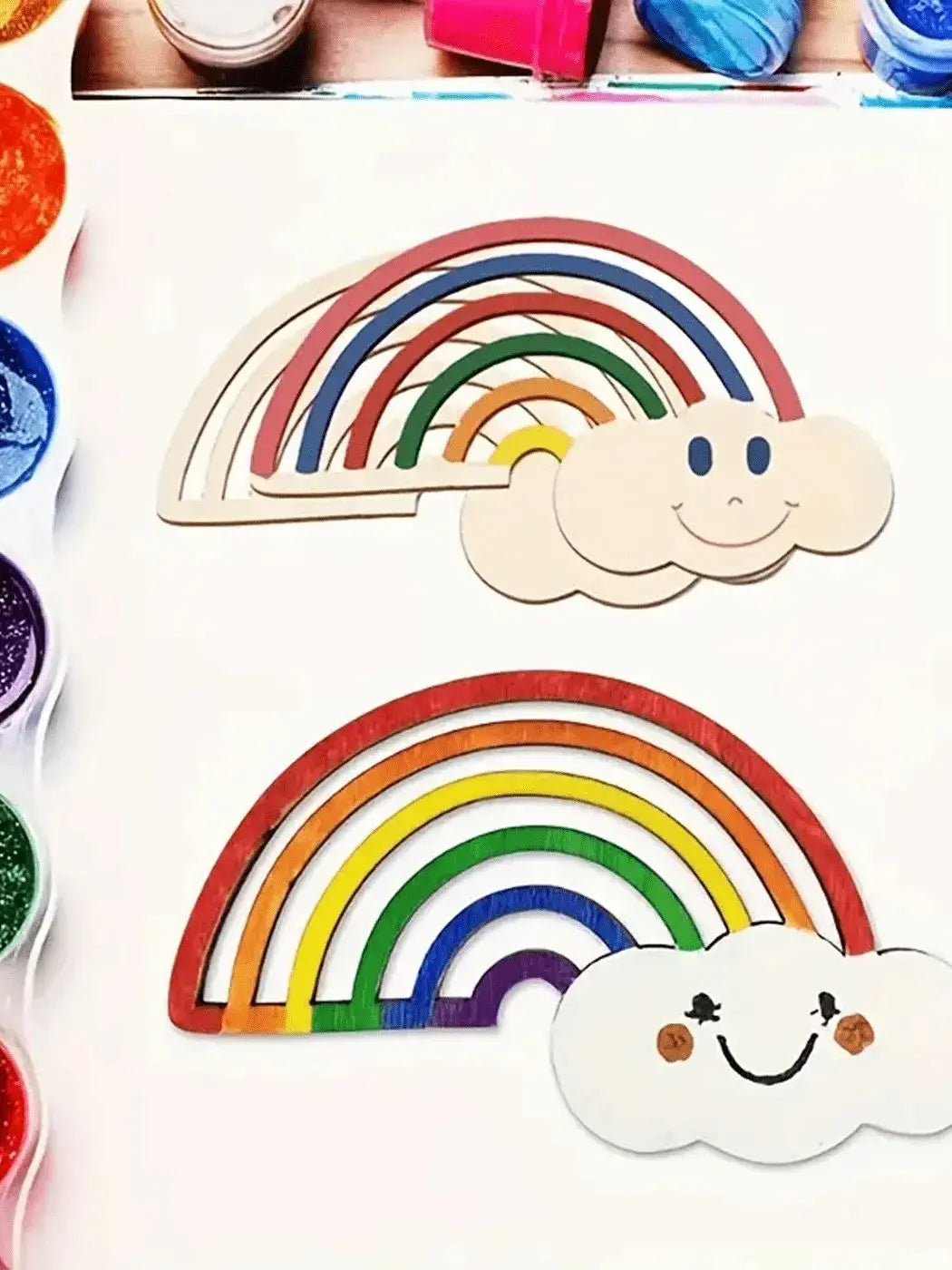 10/20/40pcs Wooden Rainbow and Cloud Shape Crafts for DIY Painting - Wedding - Unfinished Wooden Decorations