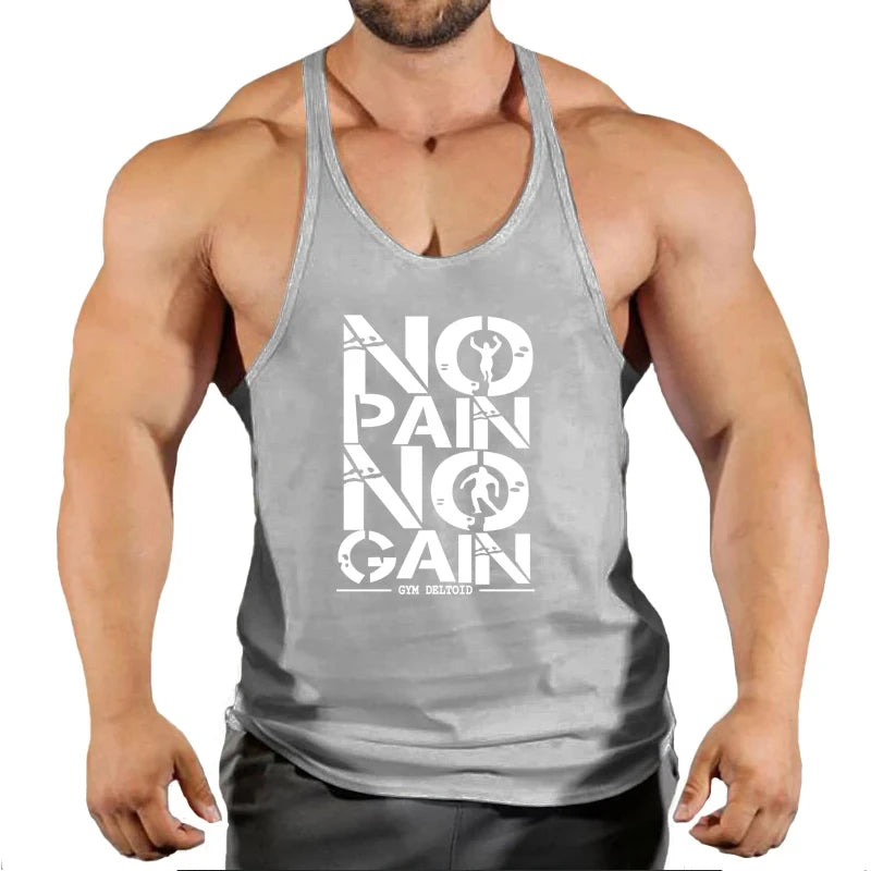 Gym T-shirts Muscle Men's Clothes Workout Fitness Shirt Singlets Tank Top Vest Man Sportswear Muscular Bodybuilding Stringer