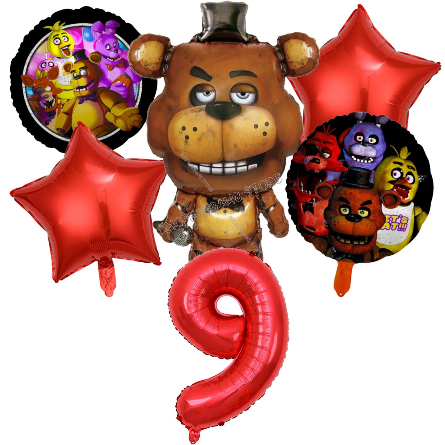 Fnafs Birthday Ballons 6pcs Five Nights At Freddys Party Number Balloons Decoration Props Ornaments Aluminium Balloon Kids Gift
