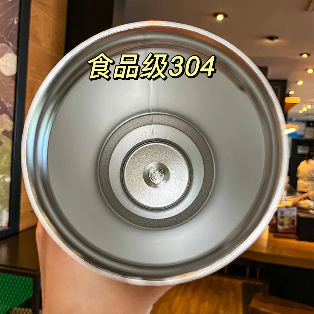 30oz Thermal Cup Stainless Steel Water Bottle with Straw Leakproof Car Tumbler Vacuum Insulated Flask for Outdoor Sports Gym