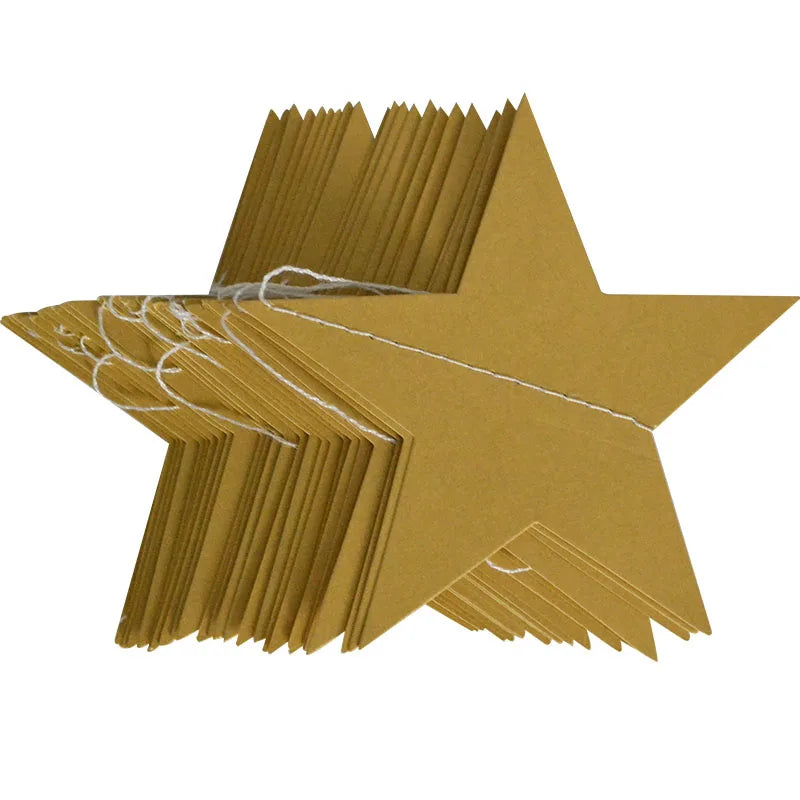 4M Bright Gold Silver Paper Garland Star String Banners Wedding Banner For Party Home Wall Hanging Decoration Baby Shower Favors