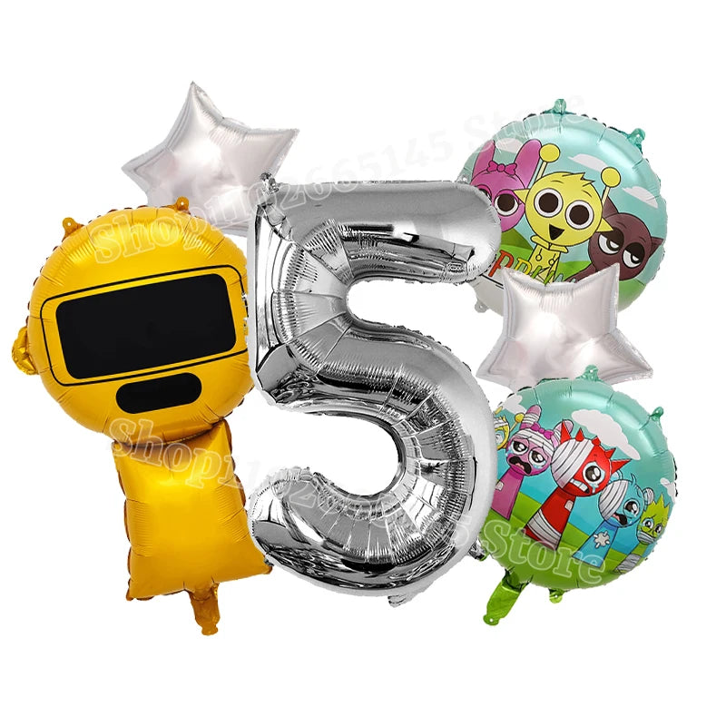 Sprunki Cute Balloons Kids New Digit 1-10 Party Decoration Boys Girls Birthday Baby Shower Gender Reveal Ballons Children Gift