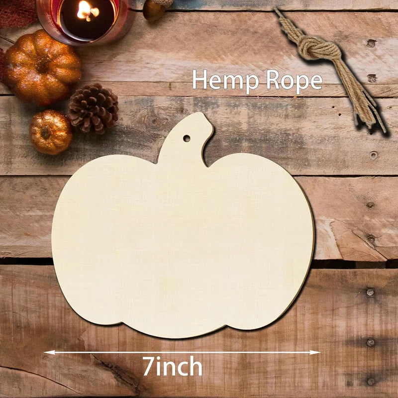 7 inch Wooden Pumpkins Ornaments to Pain Thanksgiving Halloween(48 Pcs)