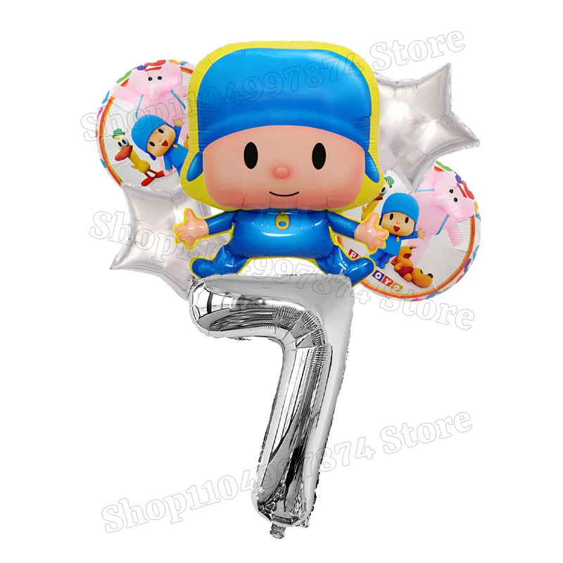 Kids Digit 1-10 Balloons P-pocoyos Kawaii Party Decoration Boys Girls Birthday Baby Shower Gender Reveal Ballons Children Gift