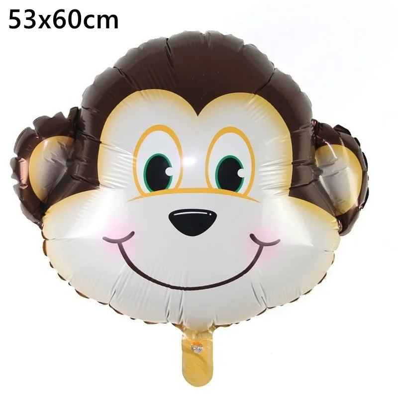 1Pcs Cartoon Animals Foil Ballons for Kids Jungle Safari Birthday Party Decor Tiger Monkey Giraffe Zoo Helium Balloon Supplies