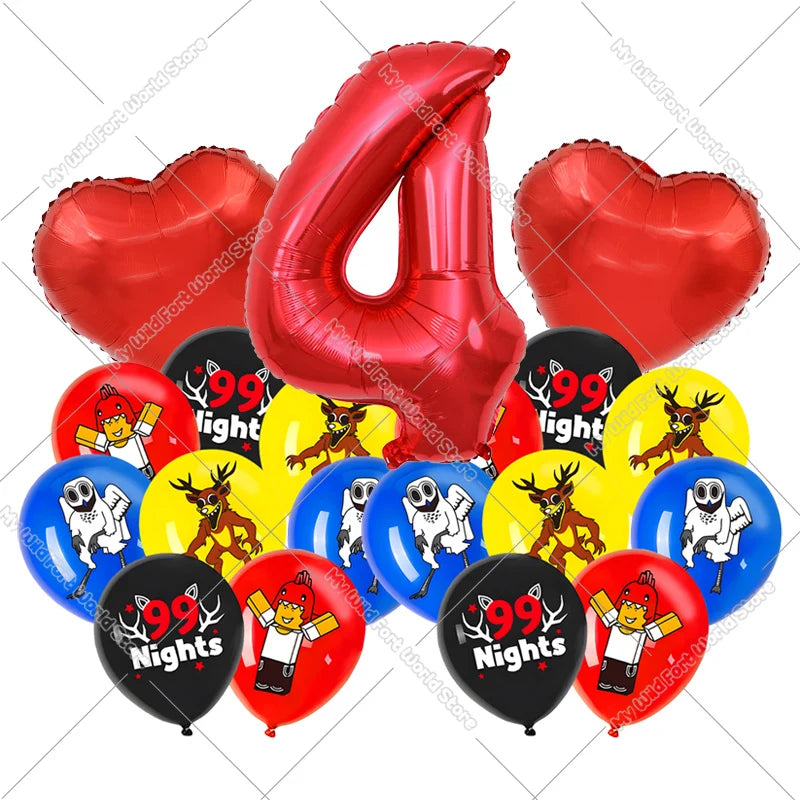 99 Nights in The Forest Birthday Number Ballons Set Balloons Baby Shower Party Decoration Hot Game Party Supplies Girl Boy Gift