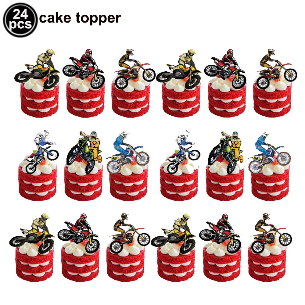 Motorcycle 2 3rd Birthday Party Decorations Motor Helmet Balloon Set Cake Toppers Banner Man Boys Motocross Sport Party Supplies