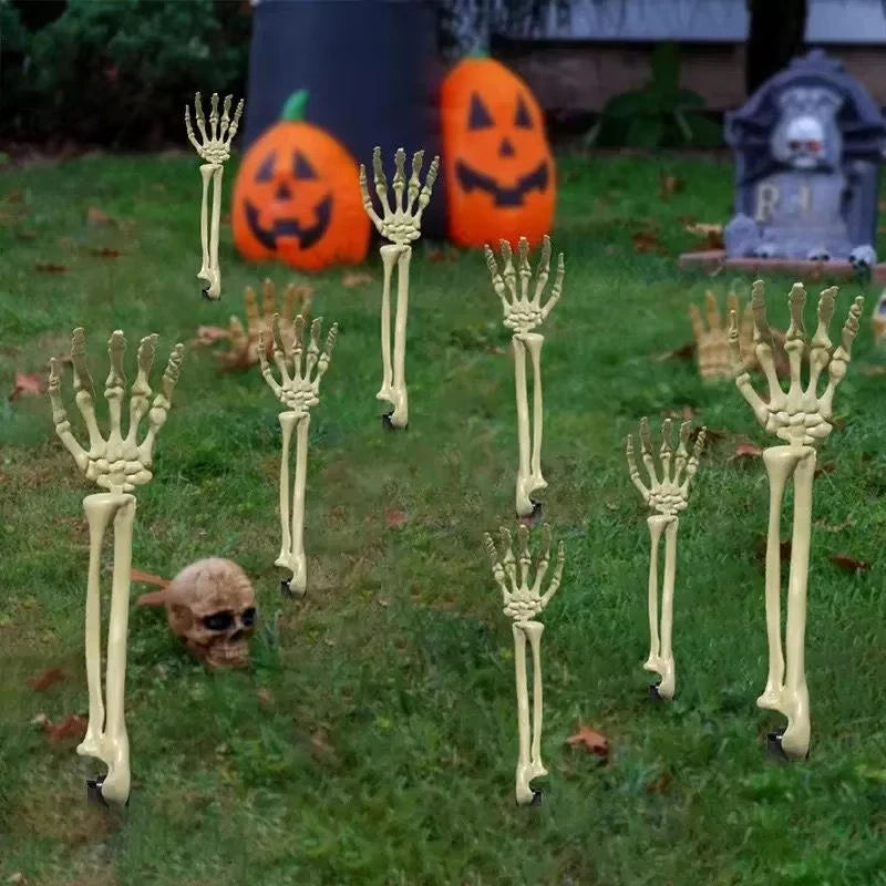 Halloween Decorations Home Decor Skeleton Head Outdoor Scary Props Realistic Skull Hands Yard Prank Festivals Party Supplies