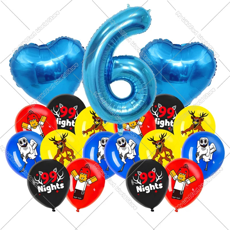 99 Nights in The Forest Birthday Number Ballons Set Balloons Baby Shower Party Decoration Hot Game Party Supplies Girl Boy Gift