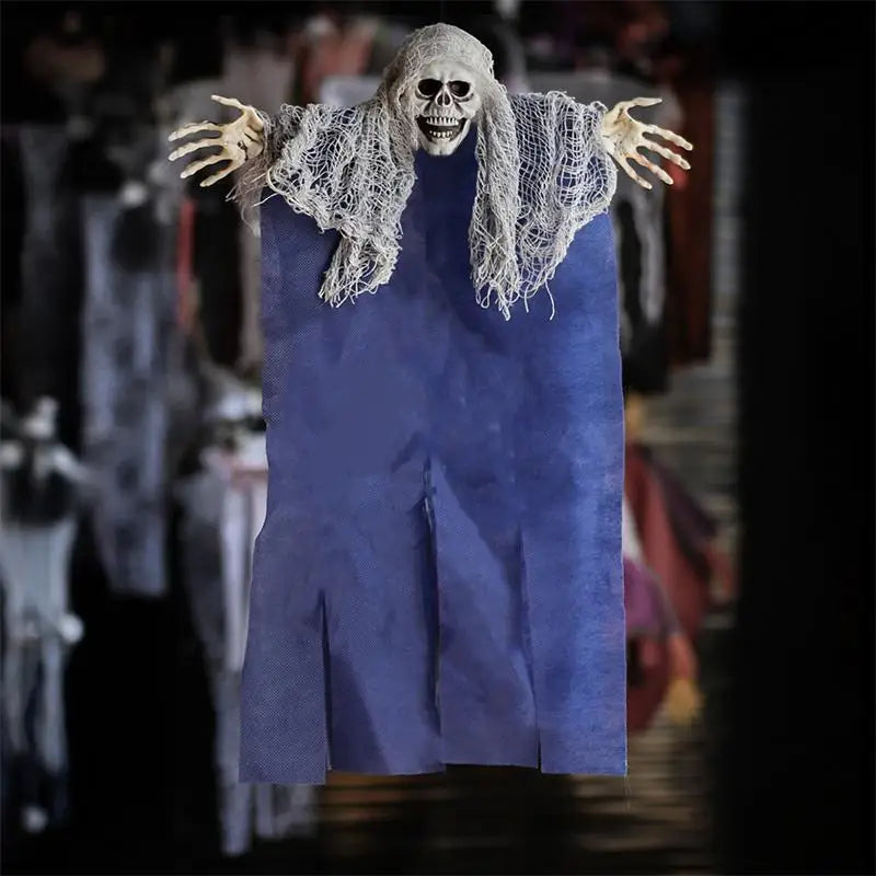 Halloween Decoration Outdoor Ghost Festival Chamber Terror Gauze Large Hanging Ghost Mask Door Curtain for Halloween House Decor