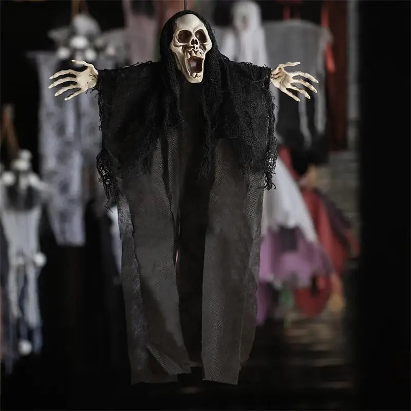 Halloween Decoration Outdoor Ghost Festival Chamber Terror Gauze Large Hanging Ghost Mask Door Curtain for Halloween House Decor