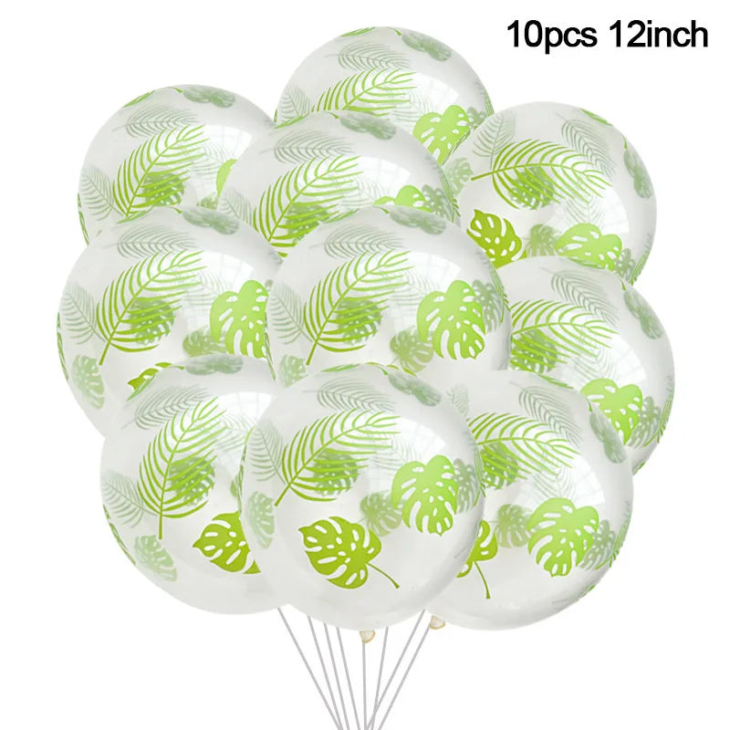 Hawaiian Party Decorations Ballons Tropical Palm Leaves Balloon Garland Summer Luau Theme Birthday Party Wedding Decorations