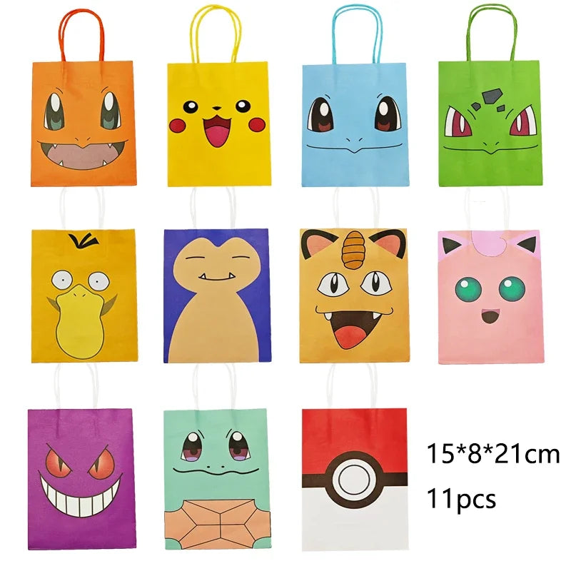 Pokemon Packing Bag Birthday Theme Gift Bag Pikachu Party Candy Snack Gift Bag Charmander Squirtle Children's Toy Gift